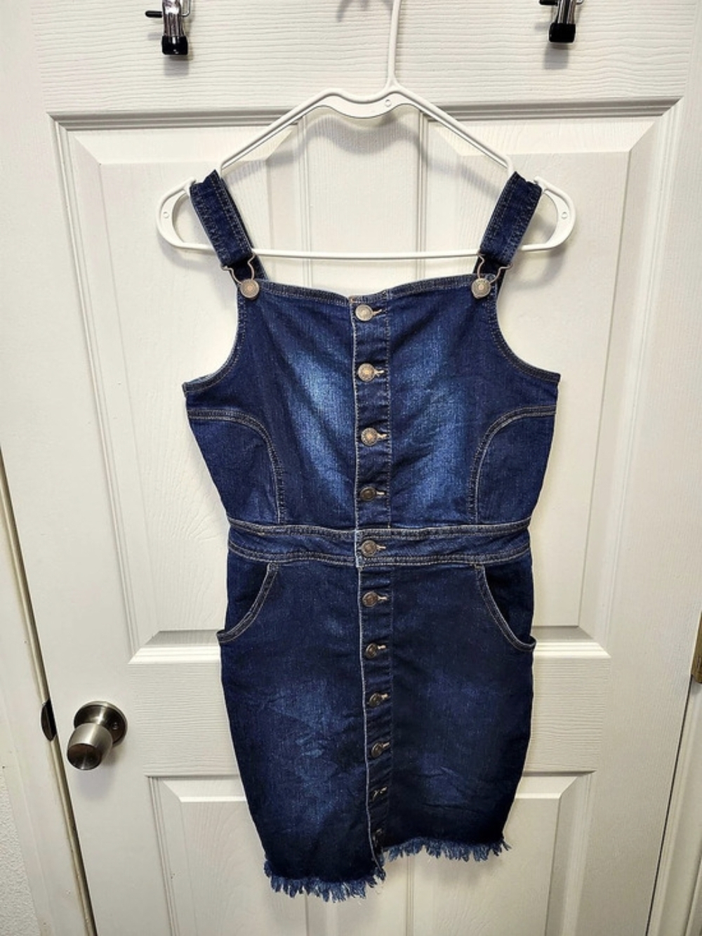 Wax Jean Exposed Button-Front Denim Dress Medium